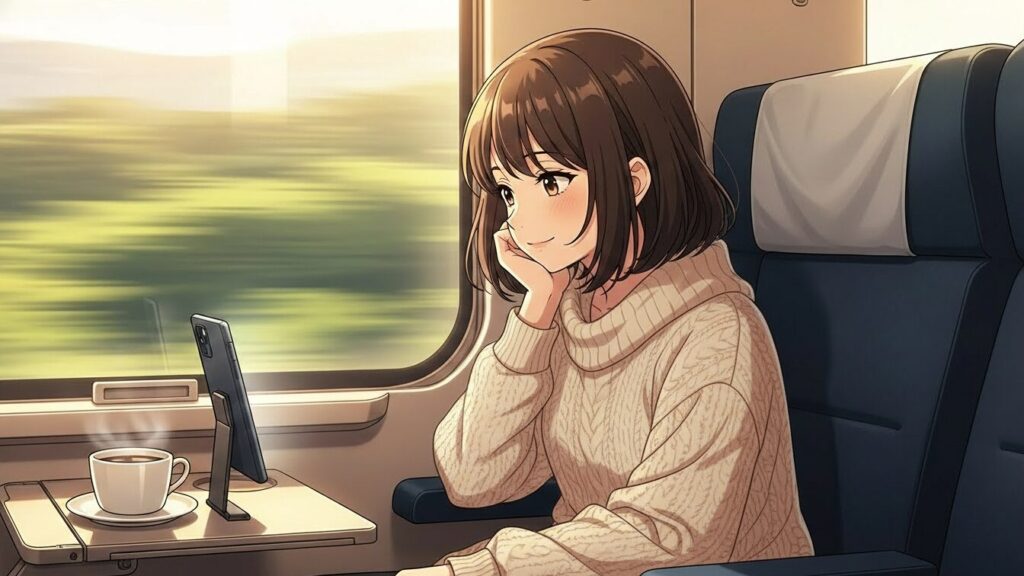 電車で映画を観る