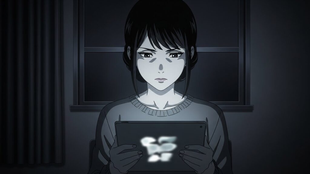 タブレットで映画を観ている