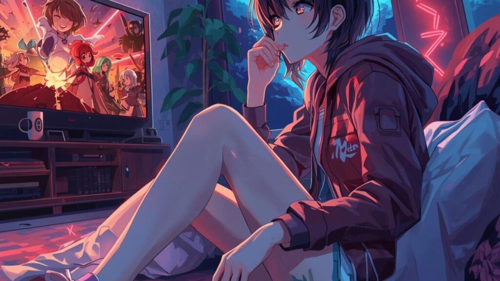 一人で映画を観ている女子