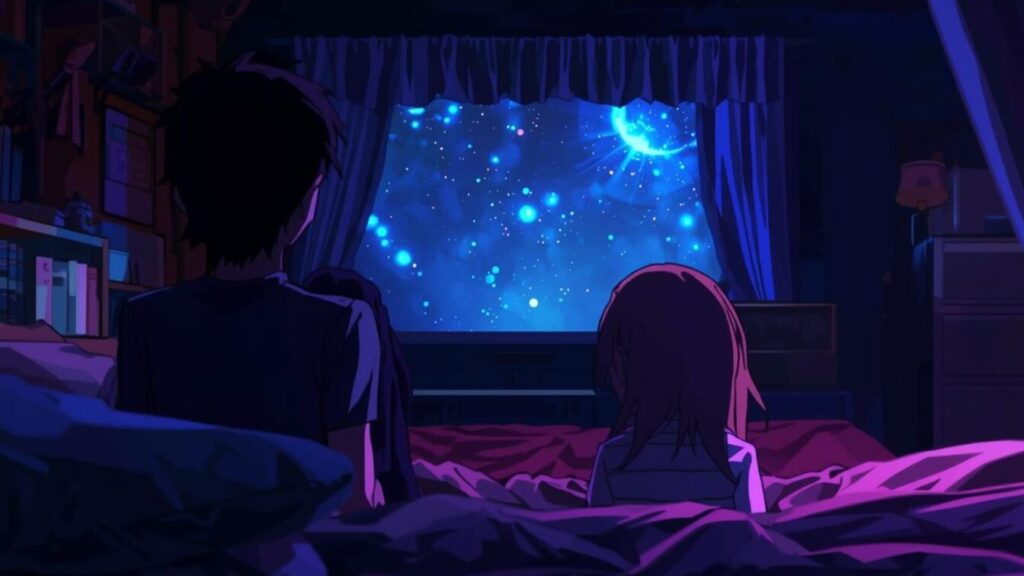 映画を観ているカップル